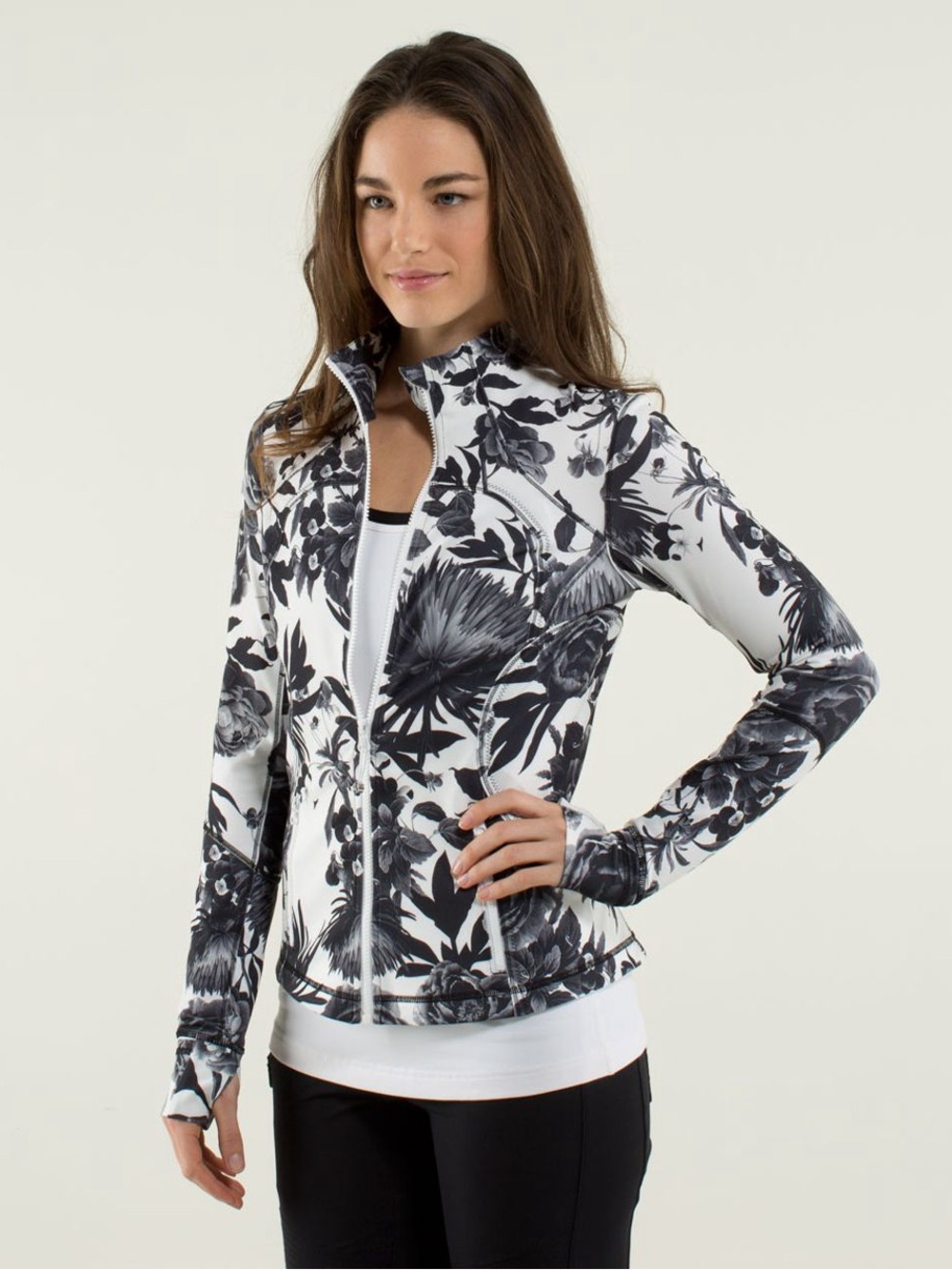 Lululemon Forme Jacket II Brisk Bloom Black White Floral Print 2 RARE Vintage